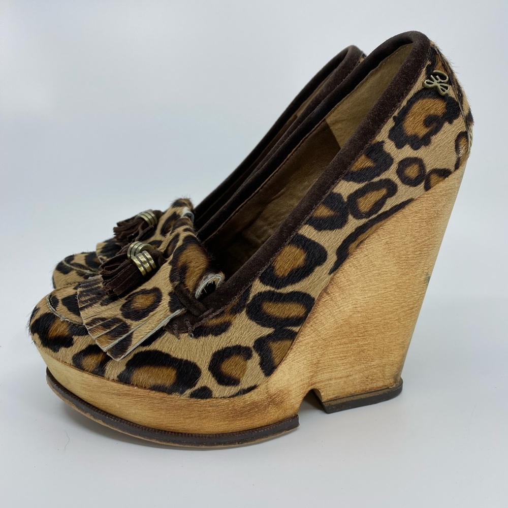 SAM EDELMAN Wesley Brahma Calf Hair Leopard Wedge Platform  
Size: 8M - Picture 3 of 10